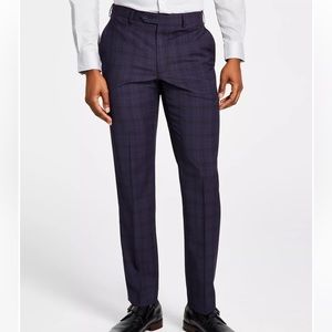 NWT Men's Classic Fit Wool-Blend Plaid Suit Pants in Plum Plaid